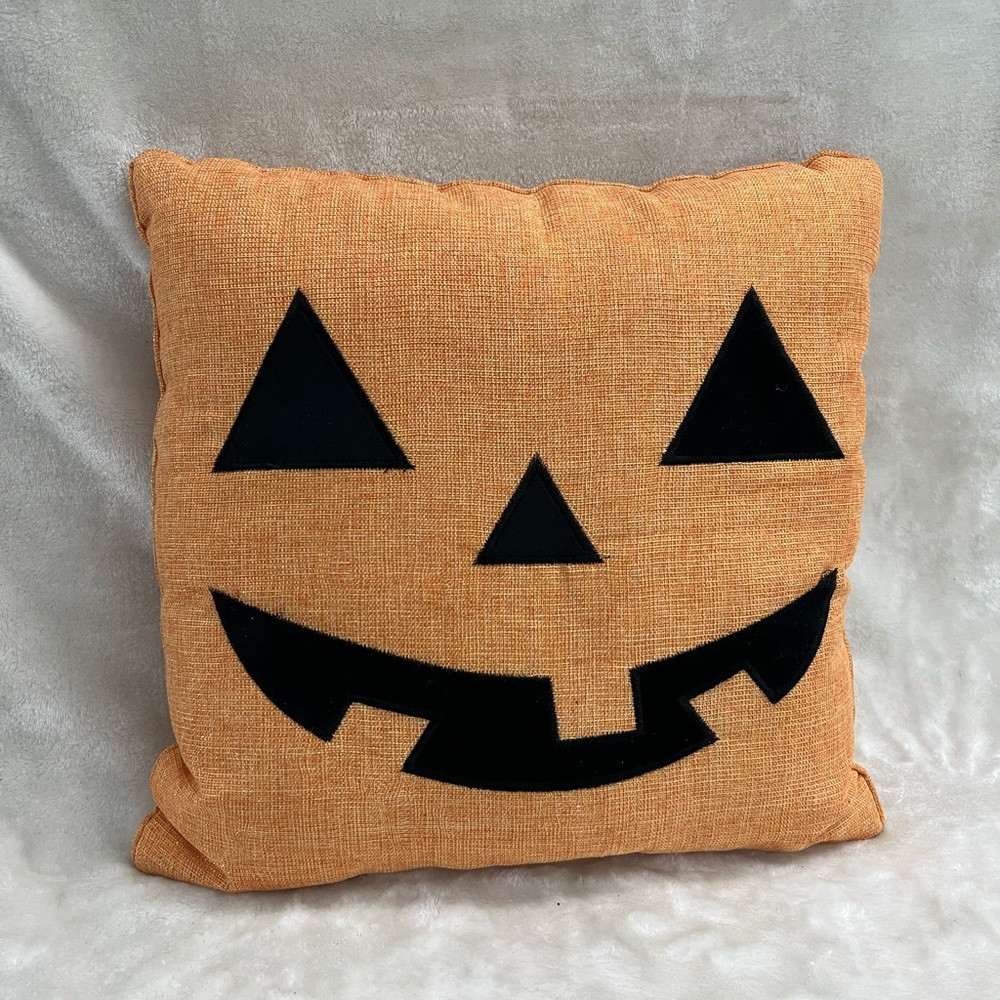 Canvas Jack-O-Lantern Halloween Pillow